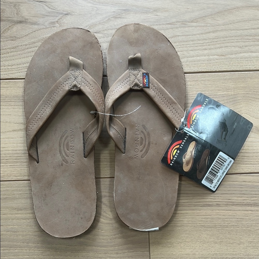 Rainbow Men's Tan Flip Flops Dark Brown XL (11-12)